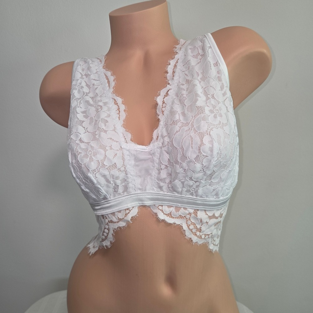 Cosabella Magnolia Curvy Wireless Bralette Floral Eyelash Lace Full Bust L NEW